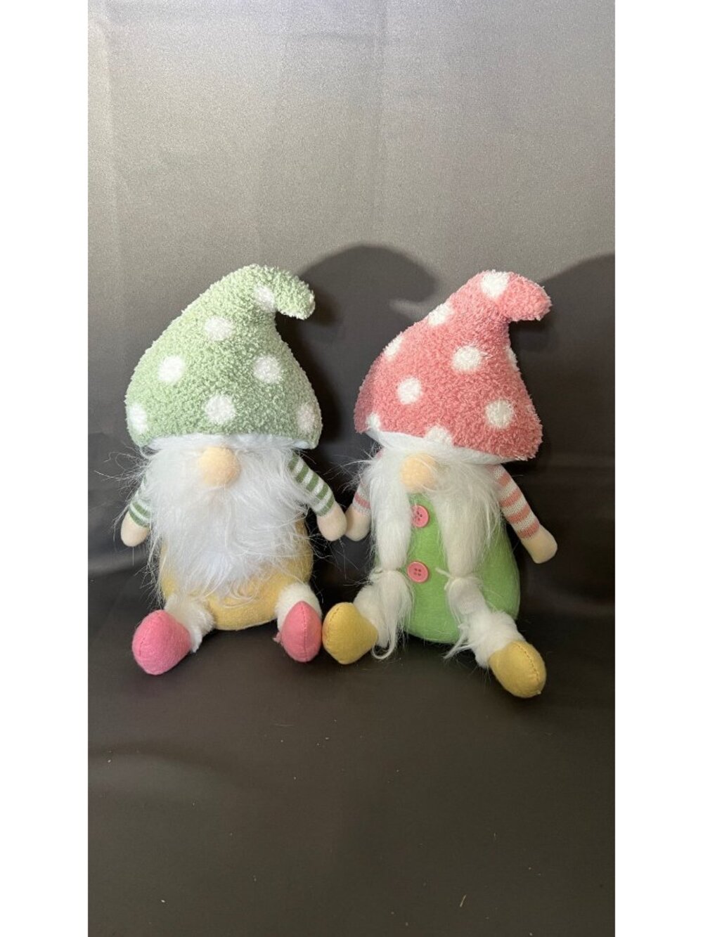 Soft Plush Spring Decor Gnomes Set With Polka Dot Hats